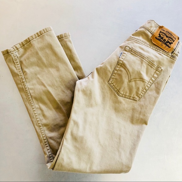 ⭐️Levi’s 514⭐️Youth Boy's Kid's Sz 14 Regular Tan Denim Pants 5 Pocket Jeans - Picture 1 of 8